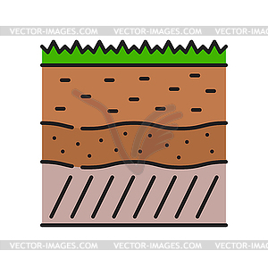 Soil, ground section agriculture color line icon - vector clipart