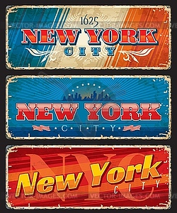 New York City travel plates and stickers, USA - vector EPS clipart