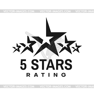 Пятизвездочный рейтинг, значок лучшей награды, качество обслуживания - иллюстрация в векторе