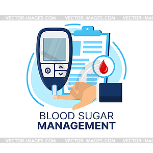 Средство для лечения диабета - символ контроля уровня сахара в крови - изображение в векторе / векторный клипарт