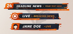 Lower third header, headline, news bar, tv banners - vector image