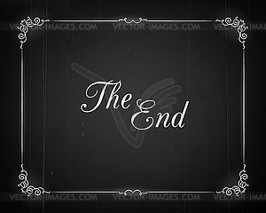 Silent movie cinema film end screen vintage border - vector clip art