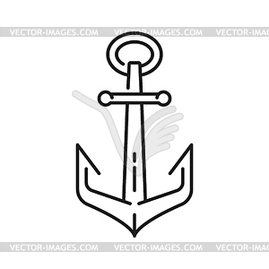 Значок тонкой линии якоря морского судна или яхты - векторный клипарт EPS