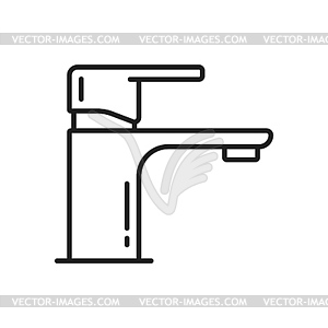 Шаровой кран для ванной комнаты, значок тонкой линии кухонного крана - векторное изображение клипарта