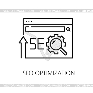 SEO optimization, SERP icon, search engine result - vector image