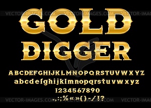 Vintage Western font, golden type, casino alphabet - vector clipart