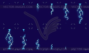 Cartoon lightning sprite animation, thunderbolt - vector clipart