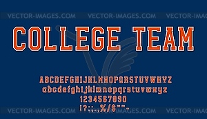 American college font, varsity jacket letters - vector clipart