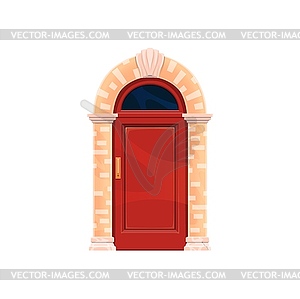 Парадная дверь с каменной аркой дверного проема, вход в дом - векторный клипарт EPS