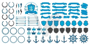 Vintage badge, seal, laurel wreath, crown, arrows - vector clip art
