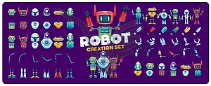 Набор для создания робота, конструктор персонажей-киборгов - клипарт Royalty-Free