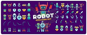 Robot creation kit, cyborg character constructor - royalty-free vector clipart