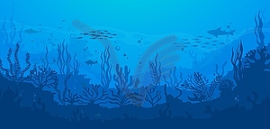 Cartoon underwater sea landscape, silhouette - vector clipart / vector image