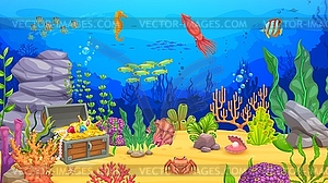 Cartoon underwater landscape for sea game level - vector image