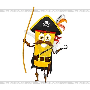 Cartoon cannelloni italian pasta pirate character - vector clipart