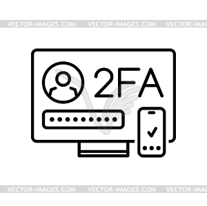 2FA, two factor verification, authentication icon - vector image