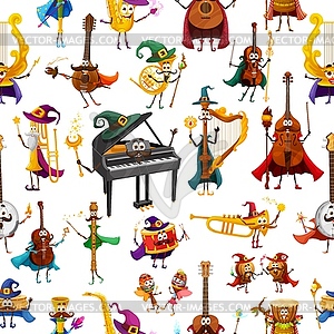 Musical instrument wizard characters pattern - vector clipart / vector image