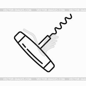 Wine bottle opener corkscrew linear icon - vector clipart