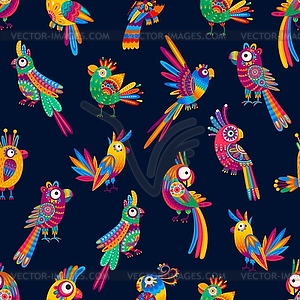 Cartoon Mexican Brazilian parrots seamless pattern - vector image