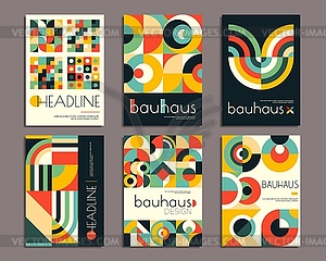 Bauhaus posters with geometric abstract patterns - vector clip art