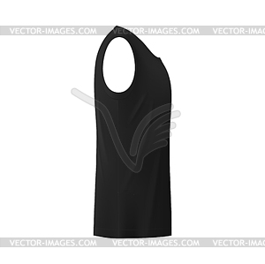 Realistic black male singlet mockup side view - vector clipart