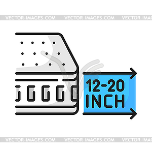 Sizes of orthopedic mattress with memory foam - vector clip art