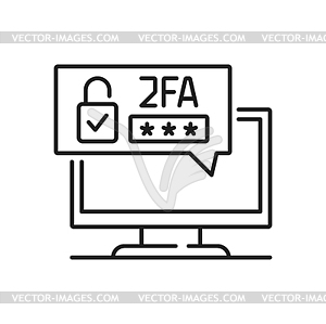 Значок двухфакторной аутентификации, проверка 2FA - векторное изображение