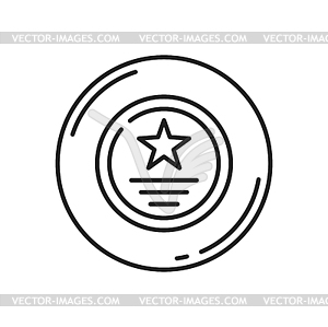 Trophy plate award line icon, victory star reward - royalty-free vector clipart