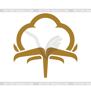 Cotton icon, natural textile material symbol - vector image