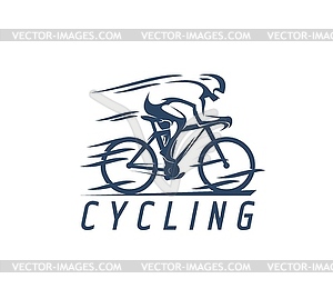 Cycling sport icon, bike racer or bicycle cyclist - vector clipart
