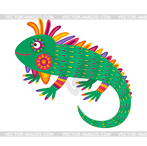 Mexican chameleon reptile, cartoon pet wild lizard - vector image