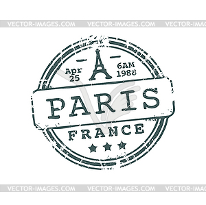 Paris France postage or postal delivery ink stamp - vector clip art
