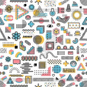 Memphis geometric shapes seamless pattern - vector image