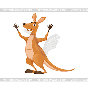 Cartoon happy funny kangaroo character - vector clip art