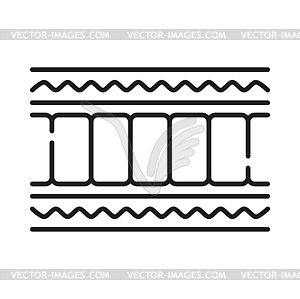 Bed orthopedic mattress with memory foam thin line - vector clip art