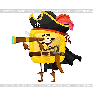 Мультяшные равиоли итальянская паста пиратский персонаж - векторизованный клипарт