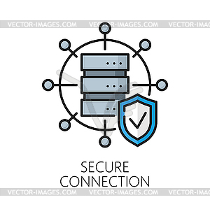Secure connection, CDN outline icon or pictogram - vector clip art