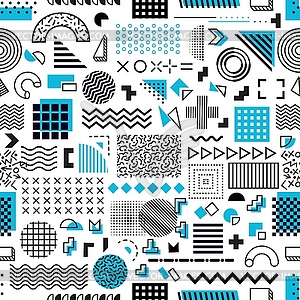 Memphis geometric shapes seamless pattern - vector image