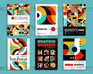 Bauhaus posters, geometric abstract background - vector image