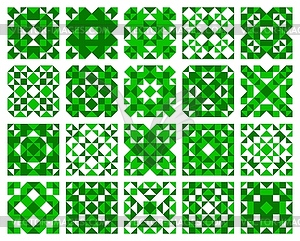 White and green ceramic tile pattern, mosaic floor - vector image