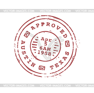 Austin Texas approved postage mark, mail post seal - vector clipart