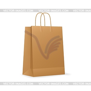 Cardboard paper shopping bag with handles mockup - vector clip art