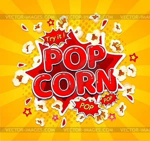 Cartoon movie pop corn burst, popcorn explosion - royalty-free vector clipart