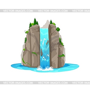 Мультяшный водопад и водный каскад горы - векторный клипарт EPS