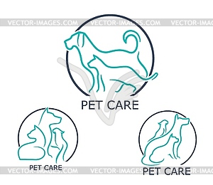 Pet clinic icons, pet veterinary care symbols - vector clipart