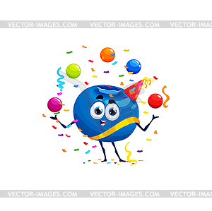 Cartoon blueberry character on birthday holiday - vector clip art