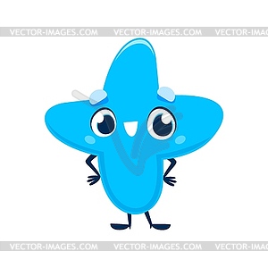Cartoon cute funny plus symbol character with eyes - vector image