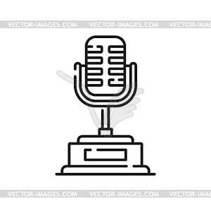 Line award trophy icon, microphone music prize - vector clip art