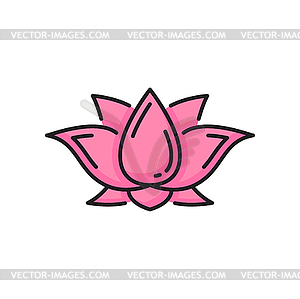 Buddhism symbol, waterlily lotus flower color icon - vector clipart