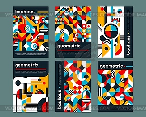 Bauhaus posters, geometric abstract patterns - vector image